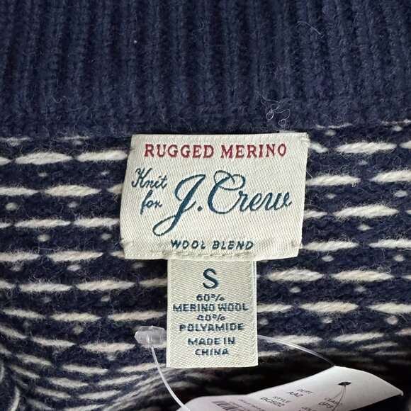 J. Crew Rugged Merino Half Zip Sweater Small Colorblock Bird's Eye NWT FS-1417 - Picture 7 of 10